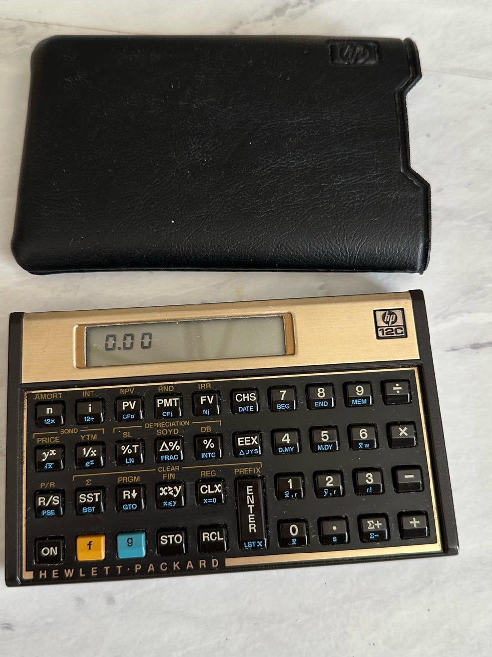 HP 12C 30th Anniversary Edition Financial Calculator Tested Works Gold w/ pouch